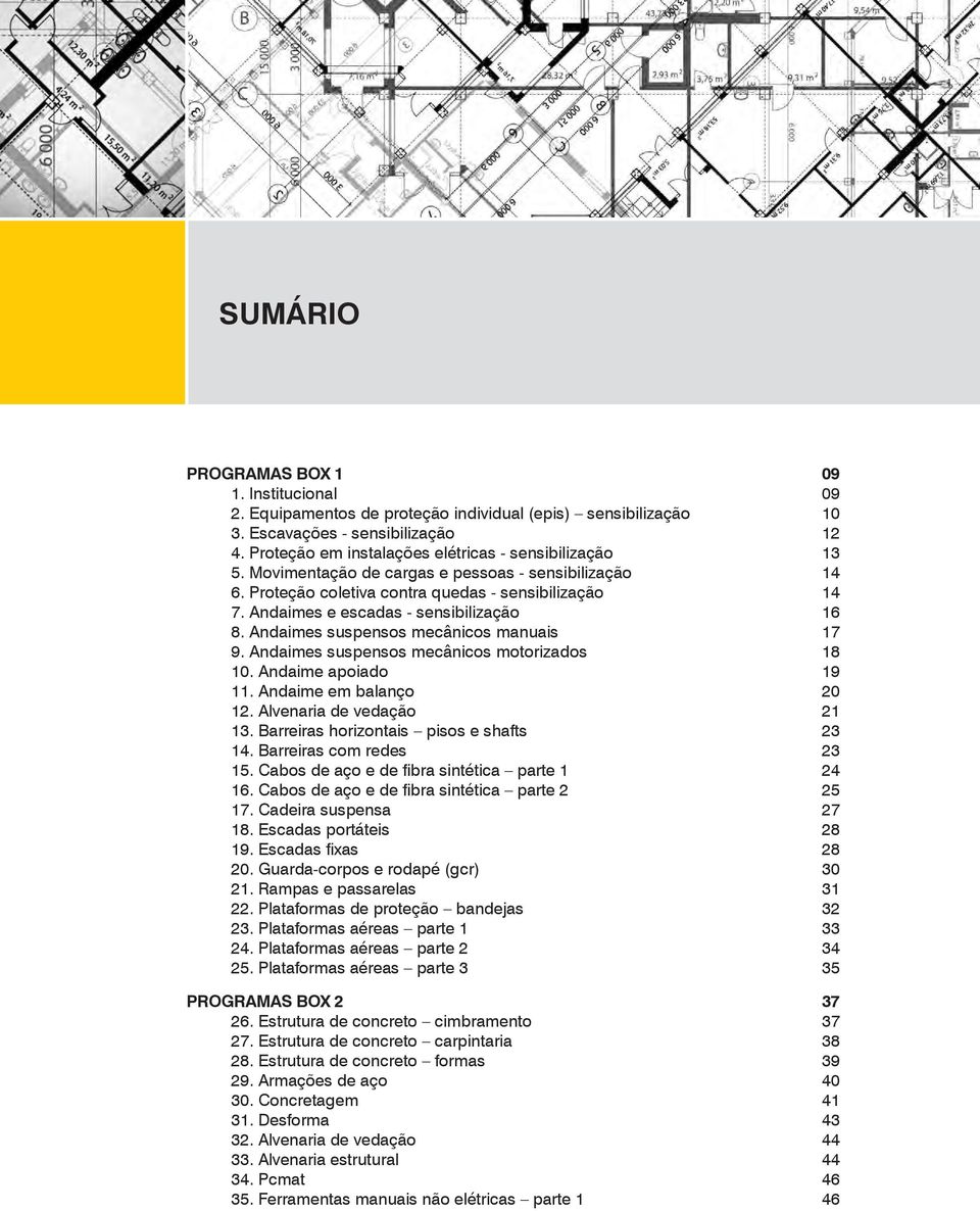 Andaimes e escadas - sensibilização 16 8. Andaimes suspensos mecânicos manuais 17 9. Andaimes suspensos mecânicos motorizados 18 10. Andaime apoiado 19 11. Andaime em balanço 20 12.