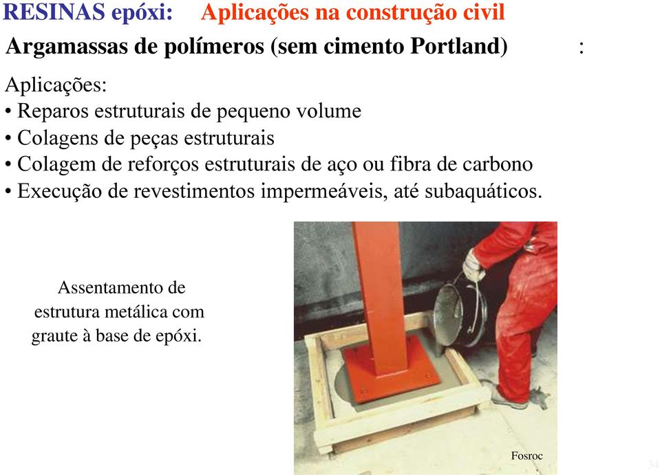 estruturais Colagem de reforços estruturais de aço ou fibra de carbono Execução de