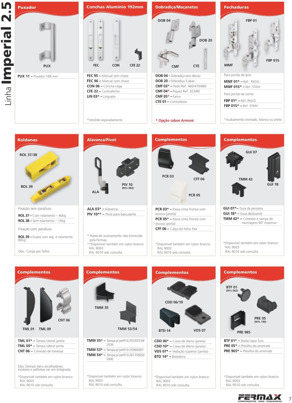 desvio DOB 20 - Dobradiça 3 abas CMF 03* Pado Ref. 460/470/480 CMF 04* Papaiz Ref. 323/80 CMF 05* Fama CTE 01 Contratesta Fechaduras MMF Para portas de giro FBP 01 MMF 01* Ref. PADO MMF 01S* Ref.