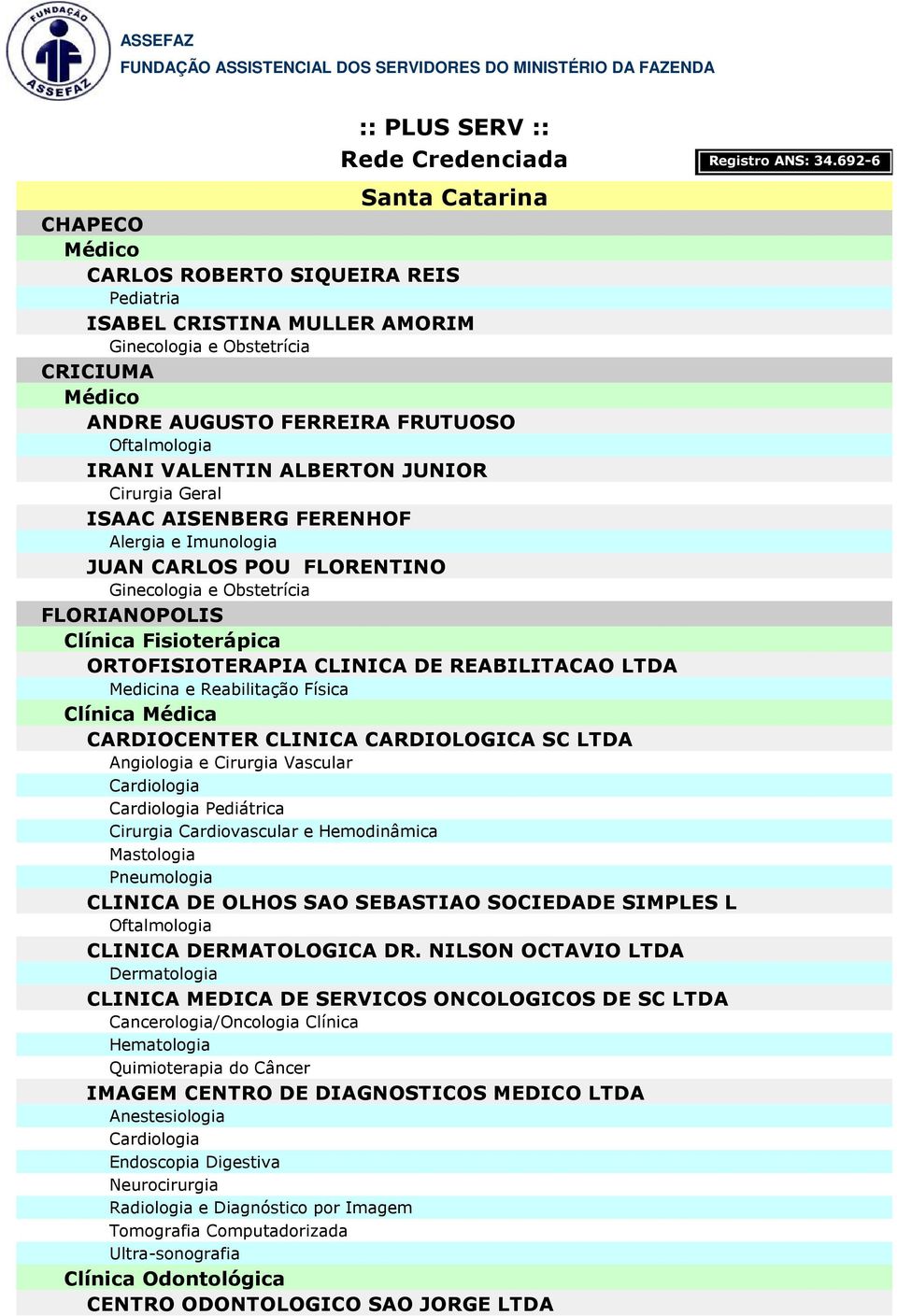 Hemodinâmica Mastologia Pneumologia CLINICA DE OLHOS SAO SEBASTIAO SOCIEDADE SIMPLES L CLINICA DERMATOLOGICA DR.
