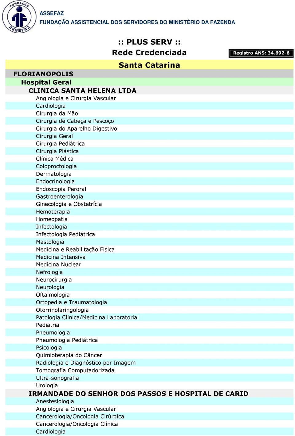 Medicina Intensiva Medicina Nuclear Nefrologia Neurocirurgia Pneumologia Pneumologia Pediátrica Psicologia Quimioterapia