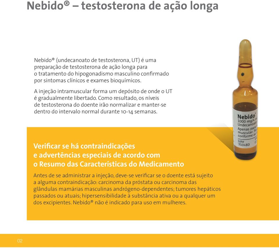 Como resultado, os níveis de testosterona do doente irão normalizar e manter-se dentro do intervalo normal durante 10-14 semanas.