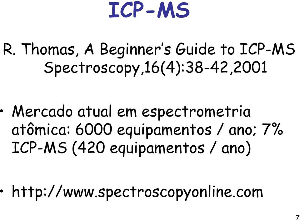 Spectroscopy,16(4):38-42,2001 Mercado atual em