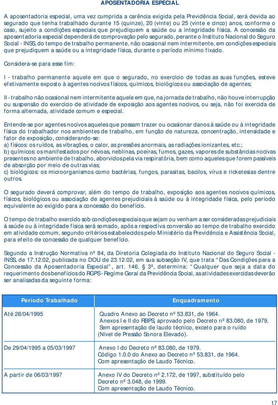 A concessão da aposentadoria especial dependerá de comprovação pelo segurado, perante o Instituto Nacional do Seguro Social - INSS, do tempo de trabalho permanente, não ocasional nem intermitente, em