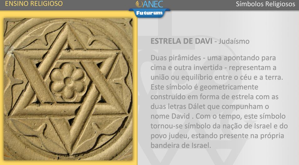 Este símbolo é geometricamente construído em forma de estrela com as duas letras Dálet que