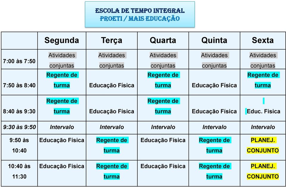 Física turma Educação Física Educ.