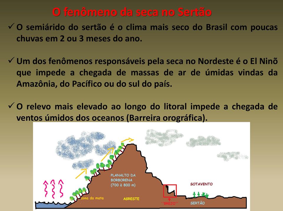 Um dos fenômenos responsáveis pela seca no Nordeste é o El Ninõ que impede a chegada de massas de