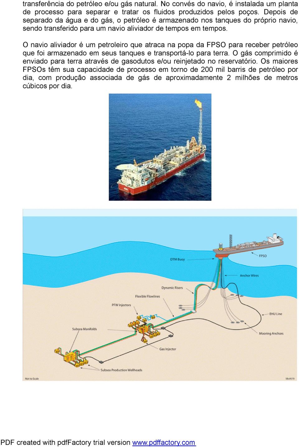 O navio aliviador é um petroleiro que atraca na popa da FPSO para receber petróleo que foi armazenado em seus tanques e transportá-lo para terra.