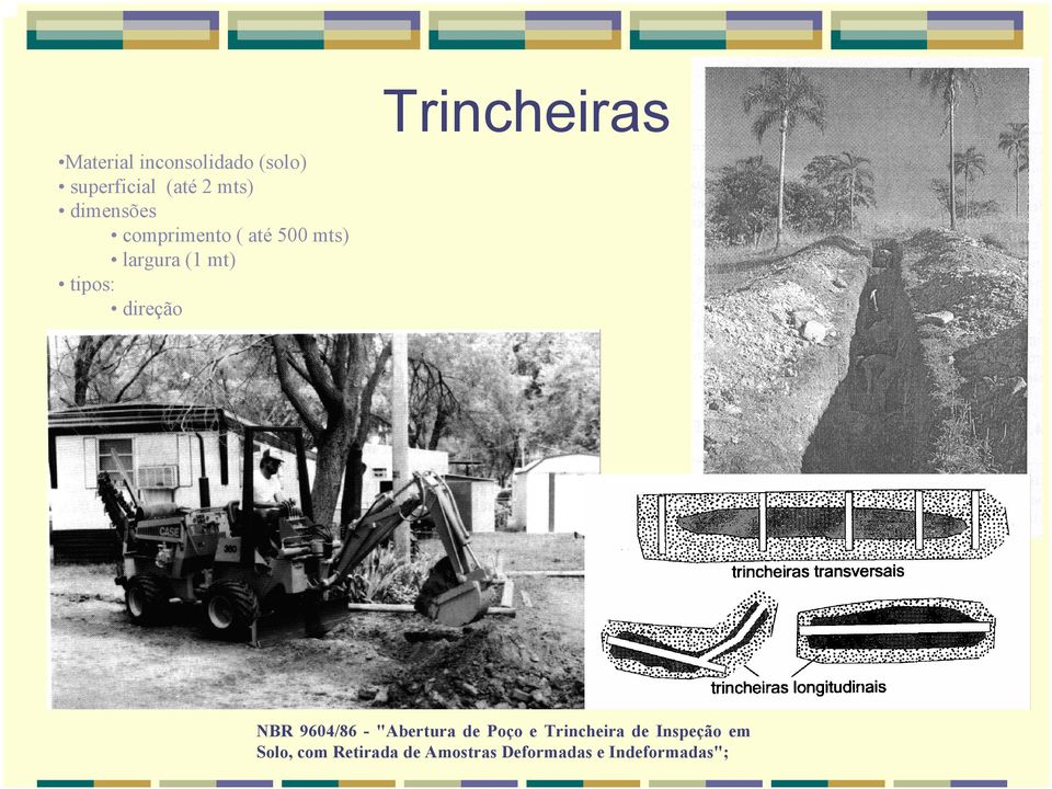 tipos: direção NBR 9604/86 - "Abertura de Poço e Trincheira de