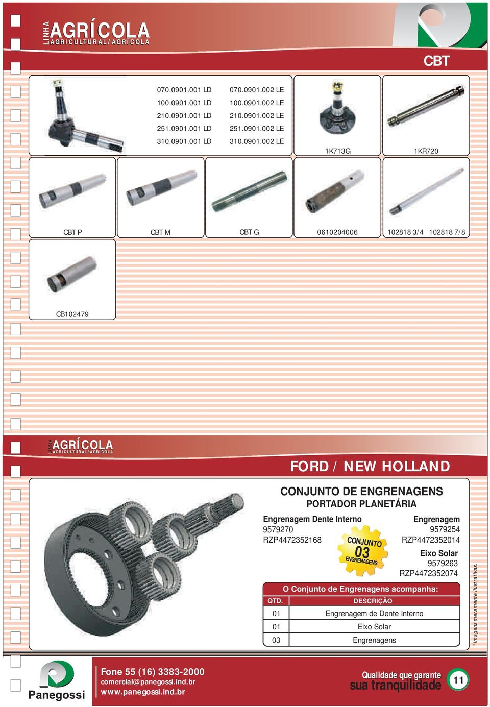 FORD / NEW HOLLAND CONJUNTO DE ENGRENAGENS PORTADOR PLANETÁRIA Engrenagem Dente Interno 9579270 RZP4472352168 QTD.