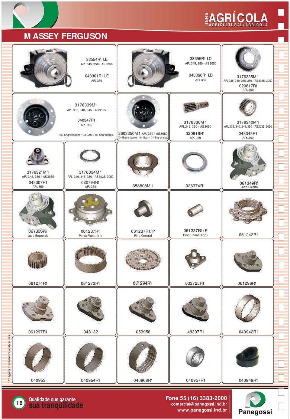 Gear / 03 Engranajes) 3603350M1 APL 350 / AS 3050 (04 Engrenagens / 04 Gear / 04 Engranajes) 020818R1 APL 359 048348R1 APL 359 3176321M1 APL 345, 350 / AS 3050 048307R1 APL 359 3176334M1 APL 340,