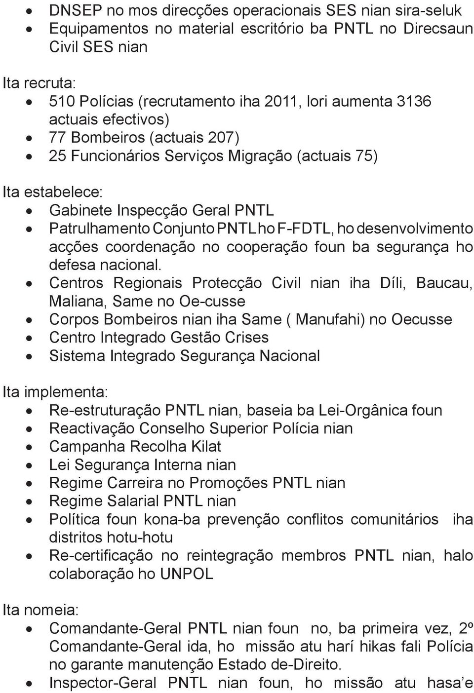 acções coordenação no cooperação foun ba segurança ho defesa nacional.