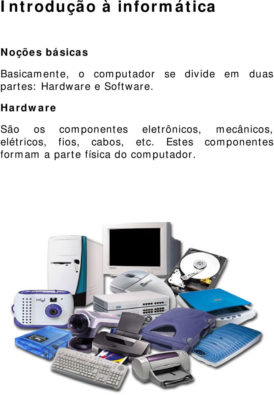 Hardware São os componentes eletrônicos, mecânicos,