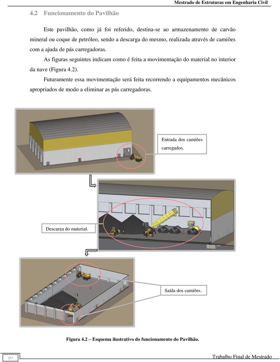 As figuras seguintes indicam como é feita a movimentação do material no interior da nave (Figura 4.2).