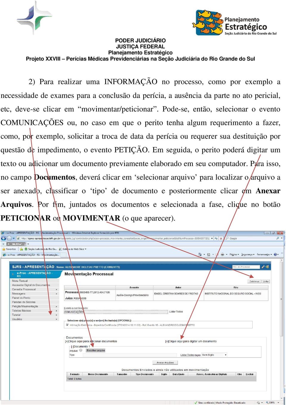 questão de impedimento, o evento PETIÇÃO. Em seguida, o perito poderá digitar um texto ou adicionar um documento previamente elaborado em seu computador.