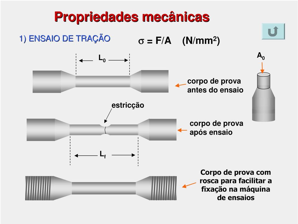 0 corpo de prova antes do ensaio