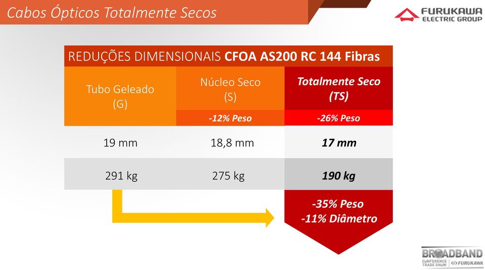Seco (TS) -12% Peso -26% Peso 19 mm 18,8 mm 17