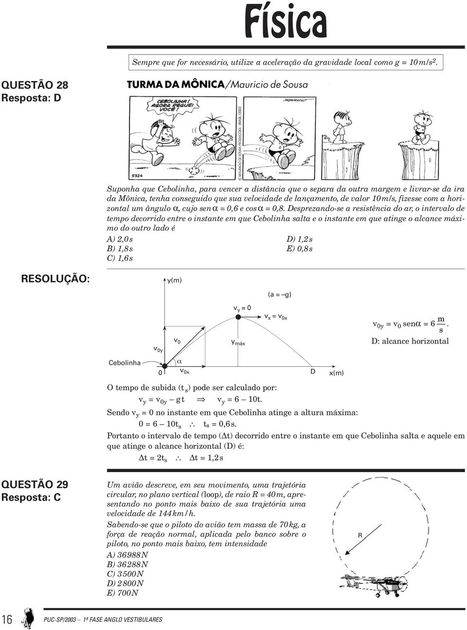 fizesse com a horizontal um ângulo α, cujo senα = 0,6 e cosα = 0,8.