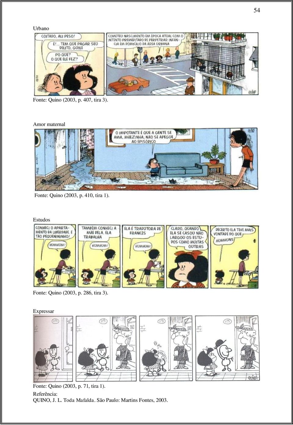 410, tira 1). Estudos Fonte: Quino (2003, p.