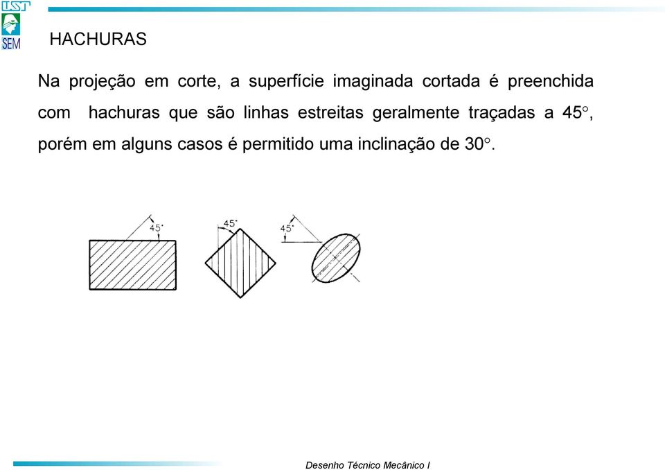 são linhas estreitas geralmente traçadas a 45,