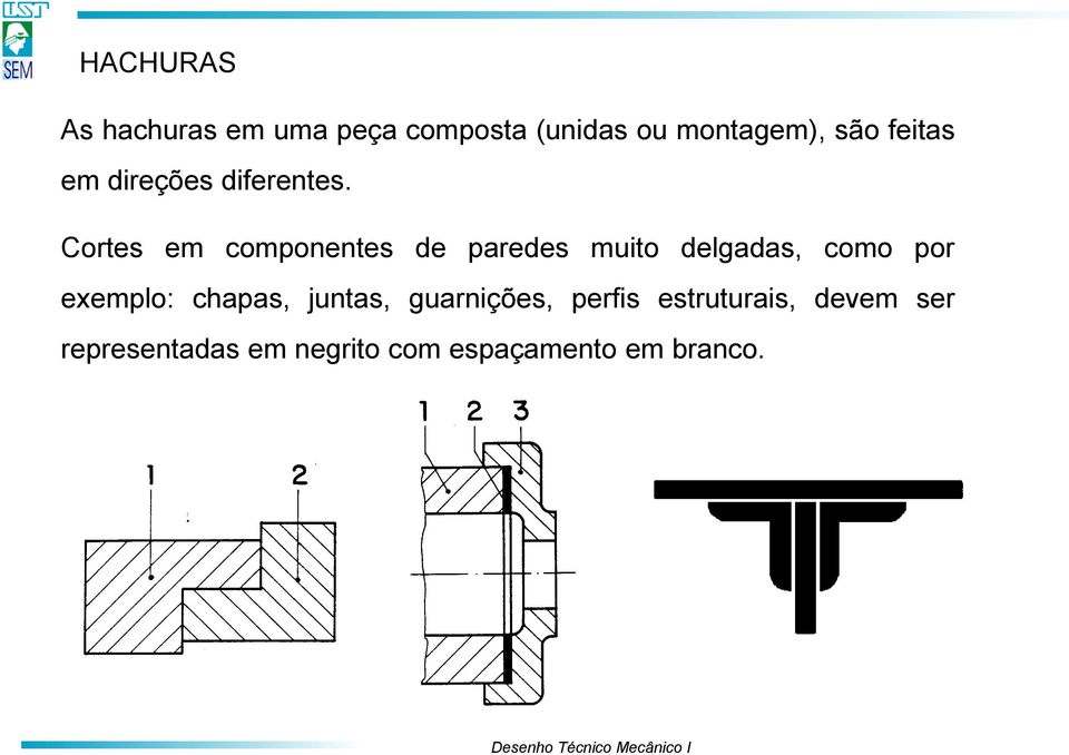 Cortes em componentes de paredes muito delgadas, como por exemplo: