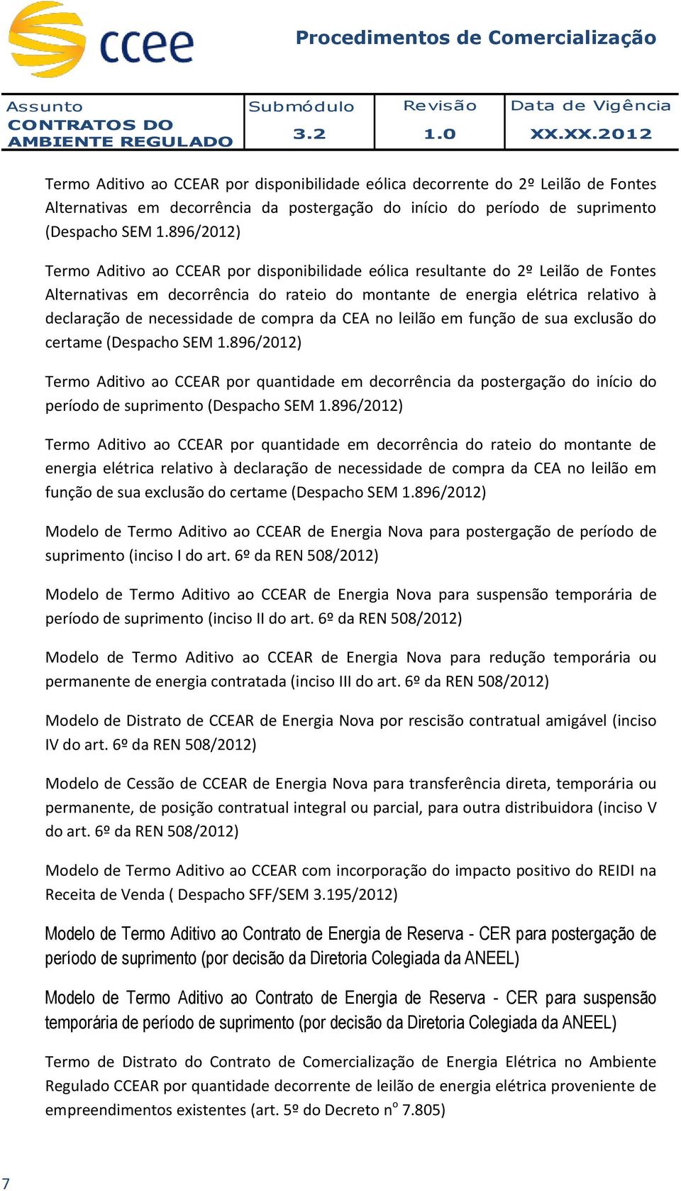 necessidade de compra da CEA no leilão em função de sua exclusão do certame (Despacho SEM 1.