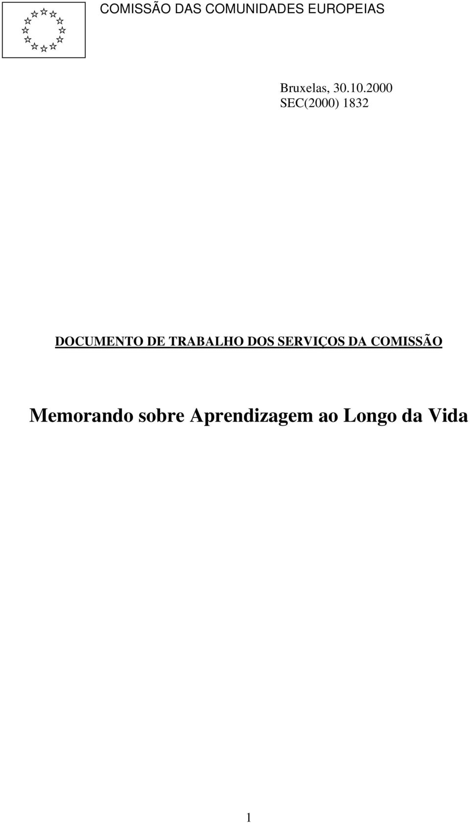 2000 SEC(2000) 1832 DOCUMENTO DE TRABALHO