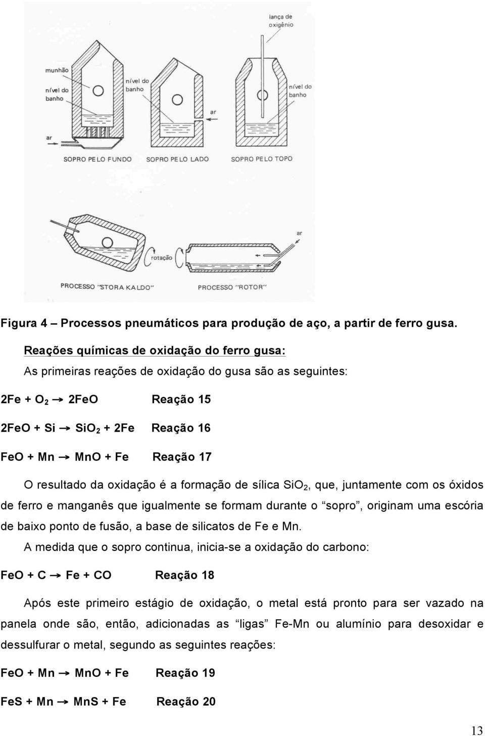 da oxidação é a formação de sílica SiO 2, que, juntamente com os óxidos de ferro e manganês que igualmente se formam durante o sopro, originam uma escória de baixo ponto de fusão, a base de silicatos