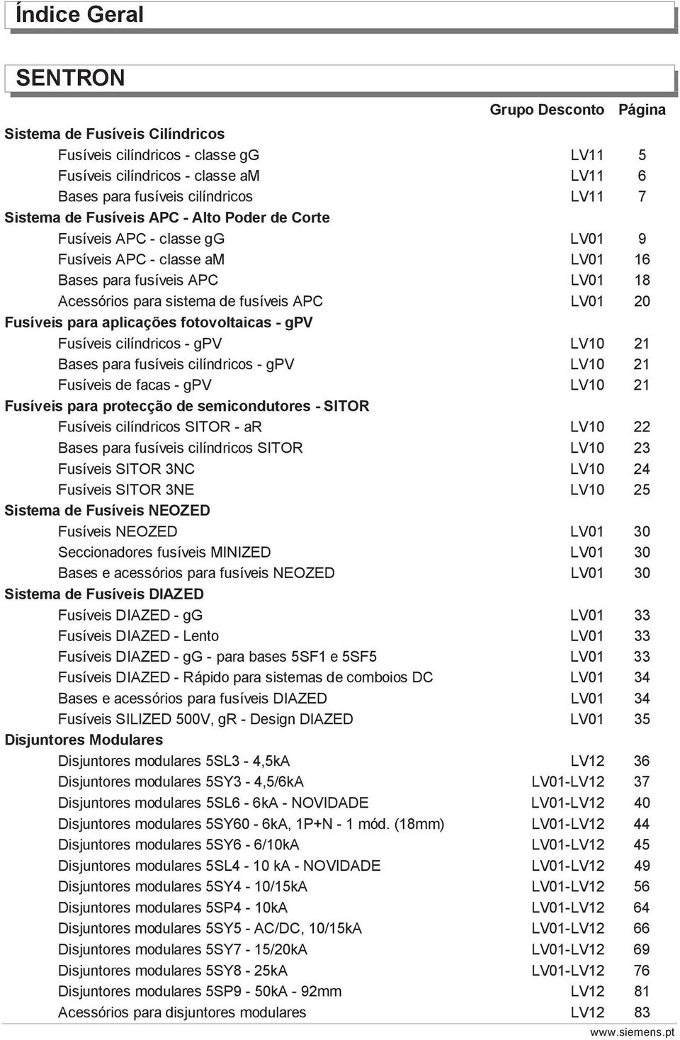 aplicações fotovoltaicas - gpv Fusíveis cilíndricos - gpv LV10 21 Bases para fusíveis cilíndricos - gpv LV10 21 Fusíveis de facas - gpv LV10 21 Fusíveis para protecção de semicondutores - SITOR