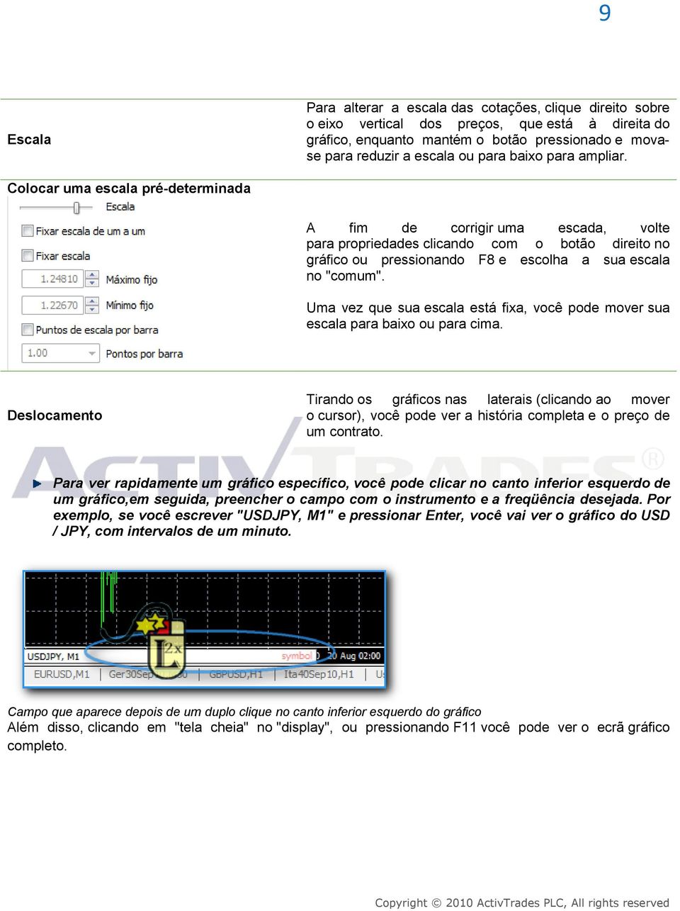 Colocar uma escala pré-determinada A fim de corrigir uma escada, volte para propriedades clicando com o botão direito no gráfico ou pressionando F8 e escolha a sua escala no "comum".