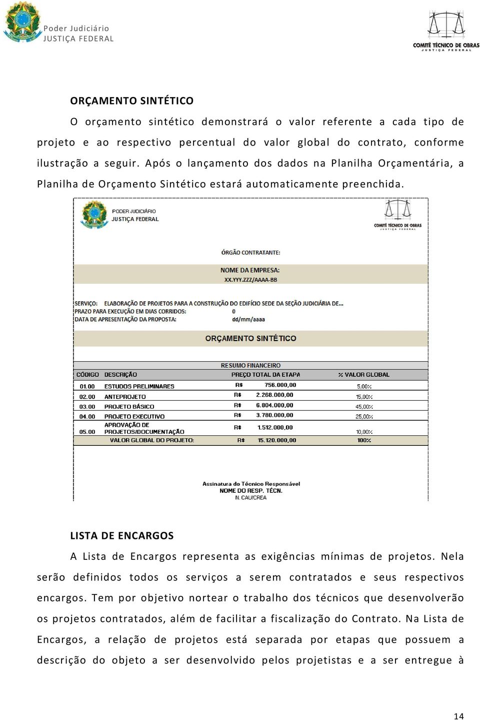 LISTA DE ENCARGOS A Lista de Encargos representa as exigências mínimas de projetos. Nela serão definidos todos os serviços a serem contratados e seus respectivos encargos.