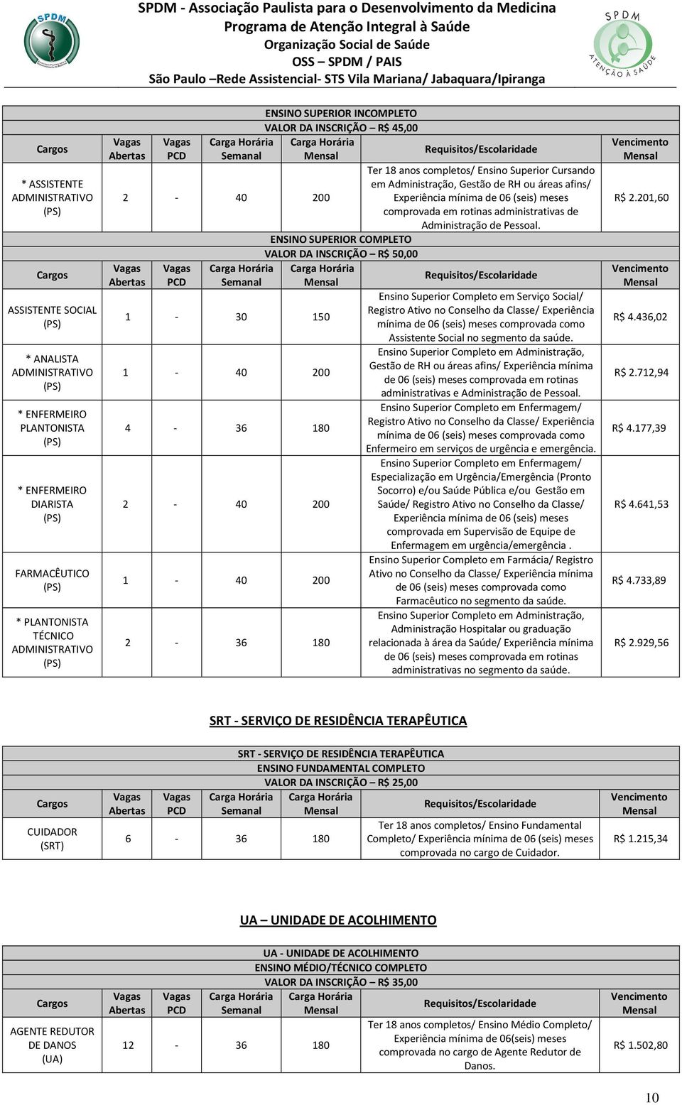 ou áreas afins/ Experiência mínima de 06 (seis) meses comprovada em rotinas administrativas de Administração de Pessoal.