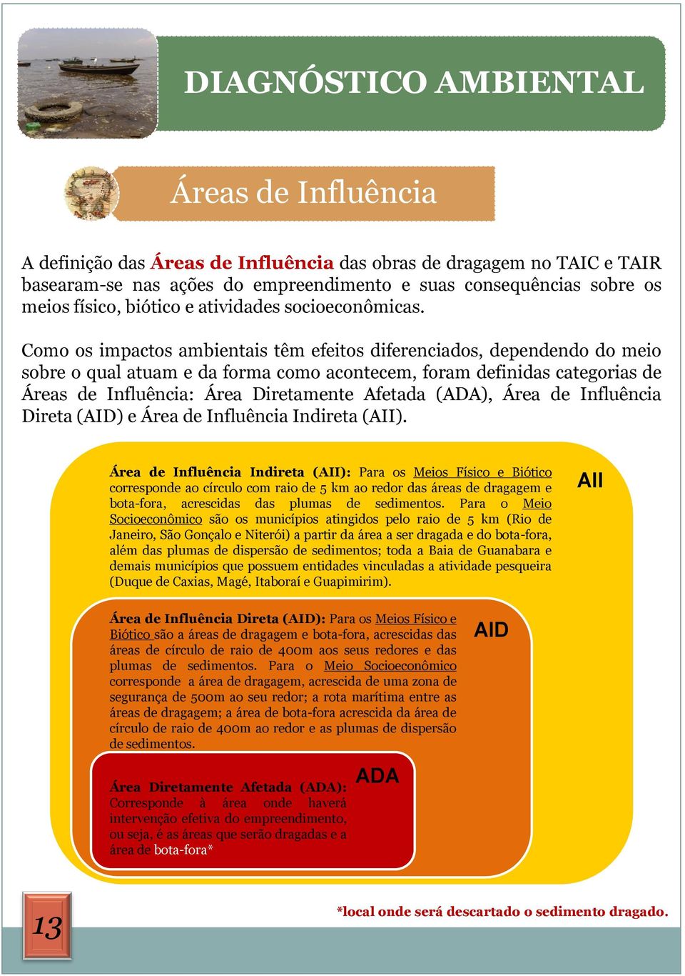 Como os impactos ambientais têm efeitos diferenciados, dependendo do meio sobre o qual atuam e da forma como acontecem, foram definidas categorias de Áreas de Influência: Área Diretamente Afetada