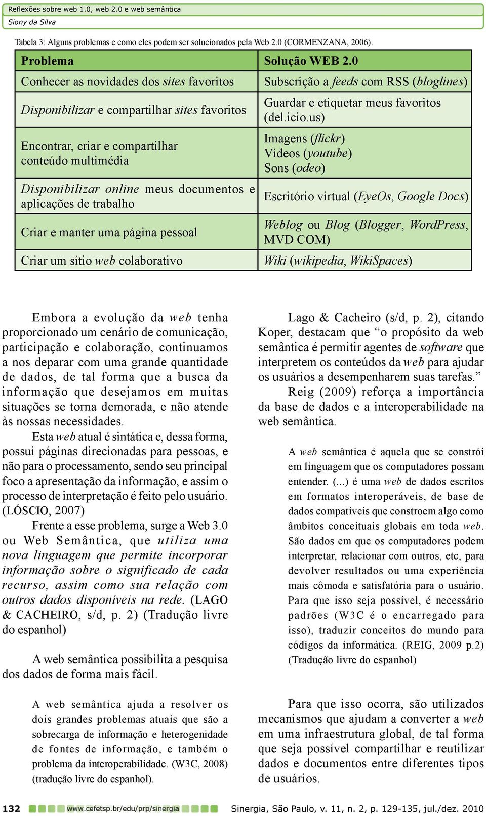 trabalho Criar e manter uma página pessoal Criar um sítio web colaborativo Subscrição a feeds com RSS (bloglines) Guardar e etiquetar meus favoritos (del.icio.