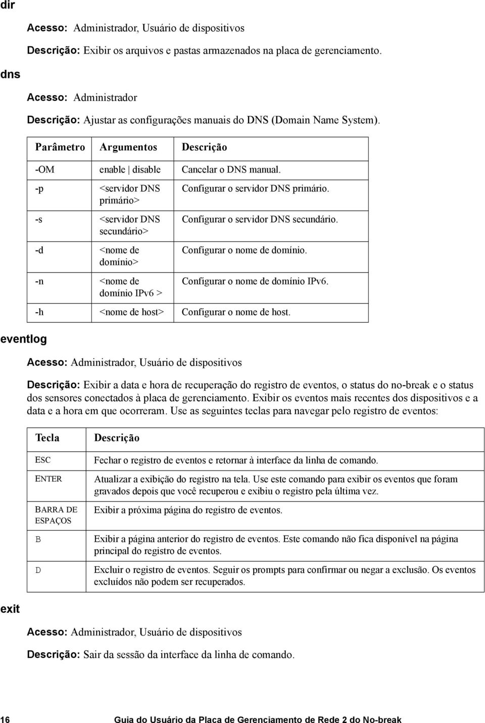 -p <servidor DNS primário> -s <servidor DNS secundário> -d <nome de domínio> -n <nome de domínio IPv6 > Configurar o servidor DNS primário. Configurar o servidor DNS secundário.