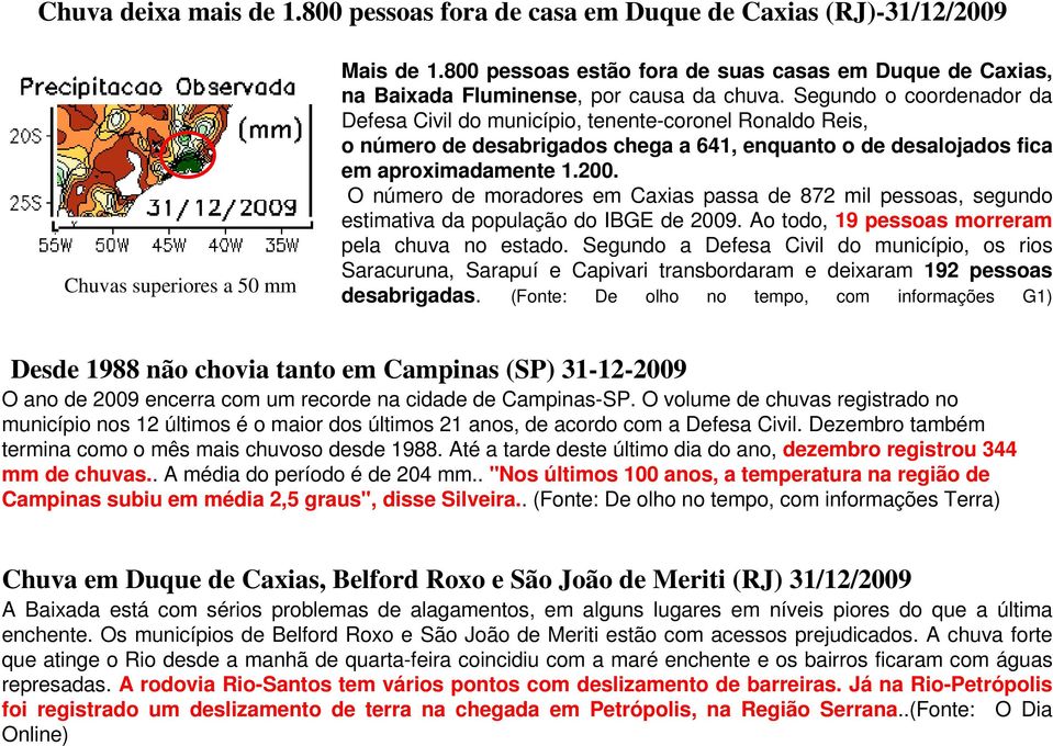 Segundo o coordenador da Defesa Civil do município, tenente-coronel Ronaldo Reis, o número de desabrigados chega a 641, enquanto o de desalojados fica em aproximadamente 1.200.