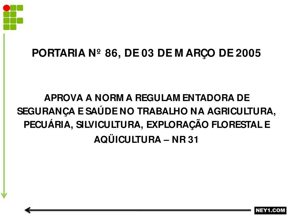 NO TRABALHO NA AGRICULTURA, PECUÁRIA,