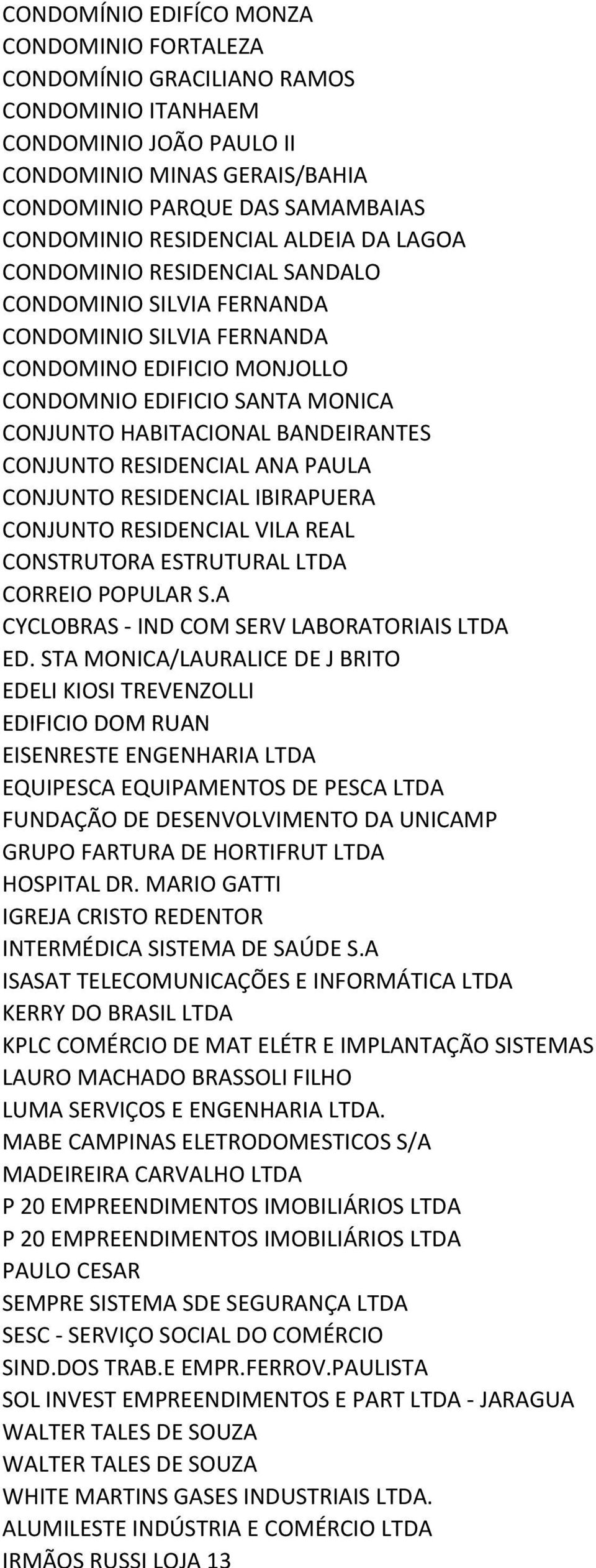 BANDEIRANTES CONJUNTO RESIDENCIAL ANA PAULA CONJUNTO RESIDENCIAL IBIRAPUERA CONJUNTO RESIDENCIAL VILA REAL CONSTRUTORA ESTRUTURAL LTDA CORREIO POPULAR S.