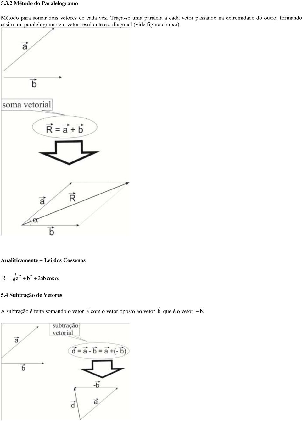 paralelogramo e o vetor resultante é a diagonal (vide figura abaixo).