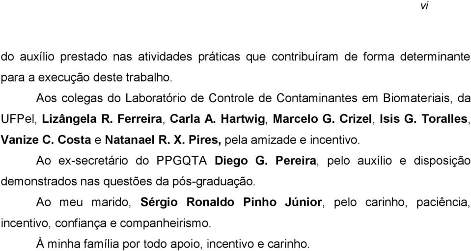 Toralles, Vanize C. Costa e Natanael R. X. Pires, pela amizade e incentivo. Ao ex-secretário do PPGQTA Diego G.