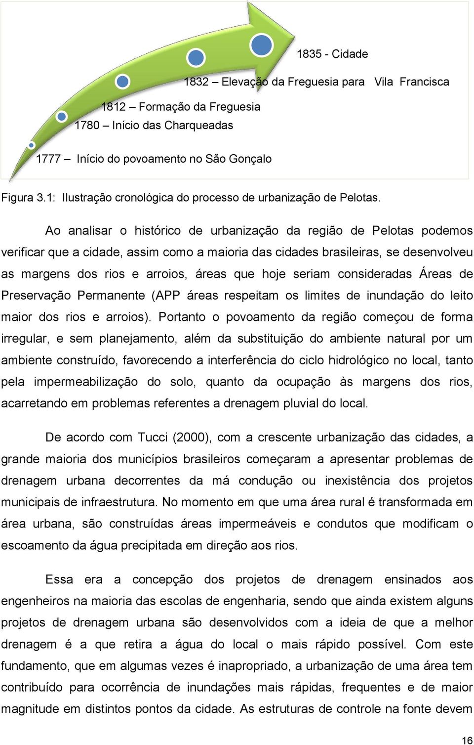 Ao analisar o histórico de urbanização da região de Pelotas podemos verificar que a cidade, assim como a maioria das cidades brasileiras, se desenvolveu as margens dos rios e arroios, áreas que hoje