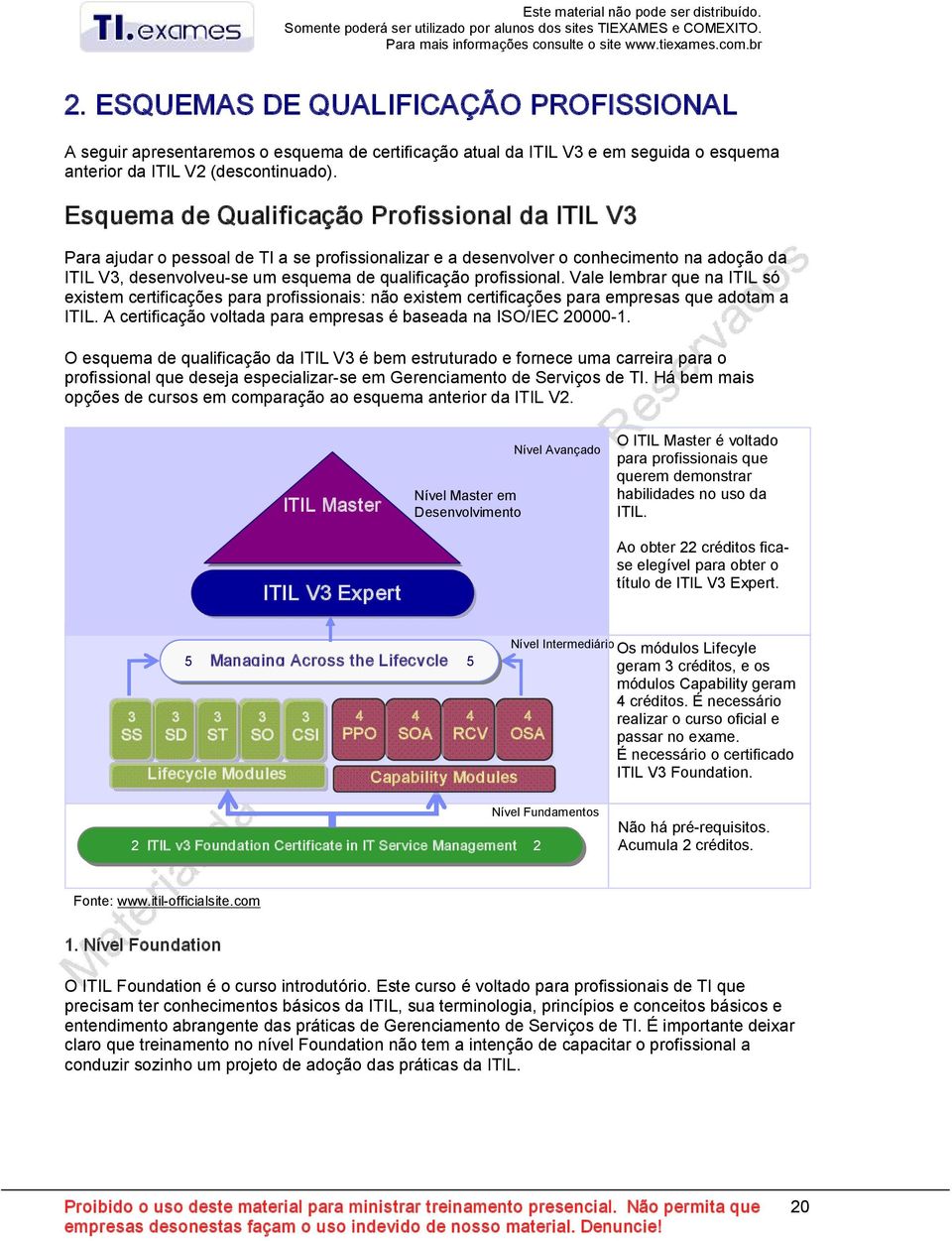 profissional. Vale lembrar que na ITIL só existem certificações para profissionais: não existem certificações para empresas que adotam a ITIL.