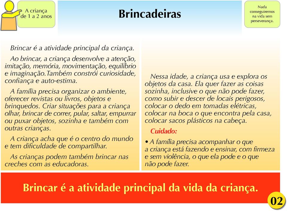 A família precisa organizar o ambiente, oferecer revistas ou livros, objetos e brinquedos.