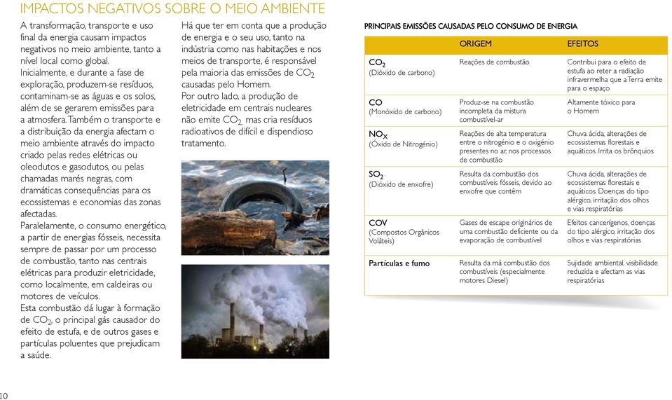 Também o transporte e a distribuição da energia afectam o meio ambiente através do impacto criado pelas redes elétricas ou oleodutos e gasodutos, ou pelas chamadas marés negras, com dramáticas