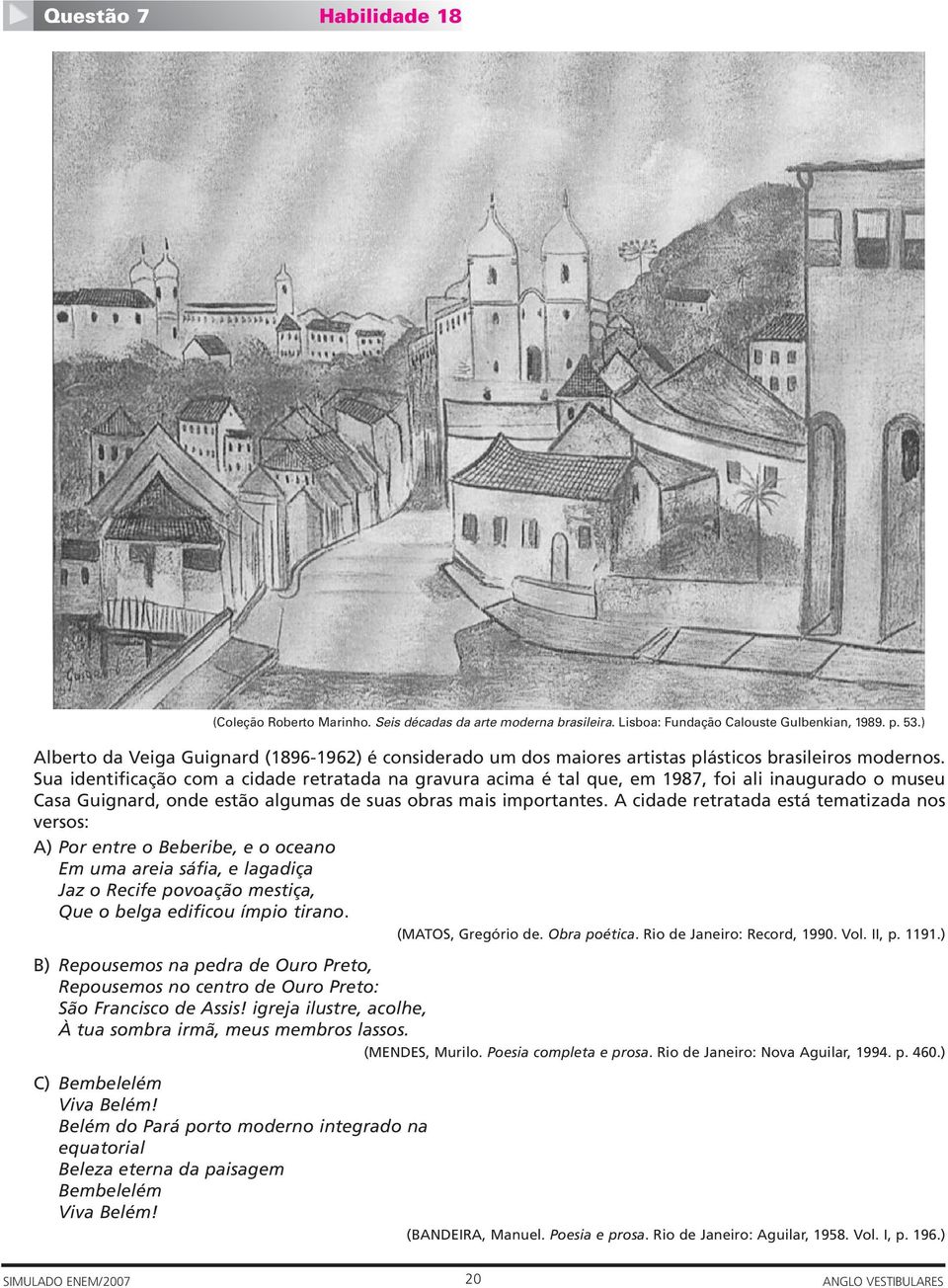 Sua identificação com a cidade retratada na gravura acima é tal que, em 1987, foi ali inaugurado o museu Casa Guignard, onde estão algumas de suas obras mais importantes.