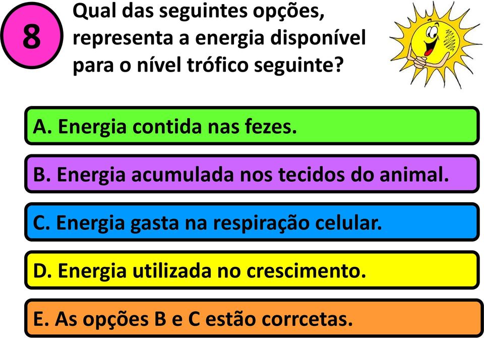 Energia acumulada nos tecidos do animal. C.