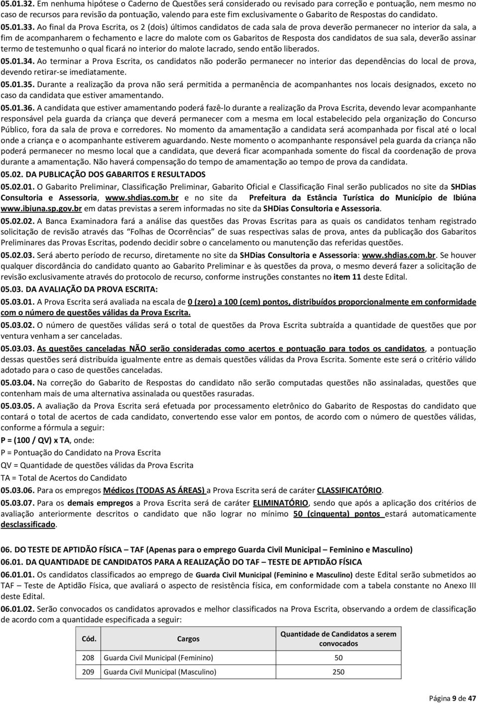 Gabarito de Respostas do candidato. 05.01.33.