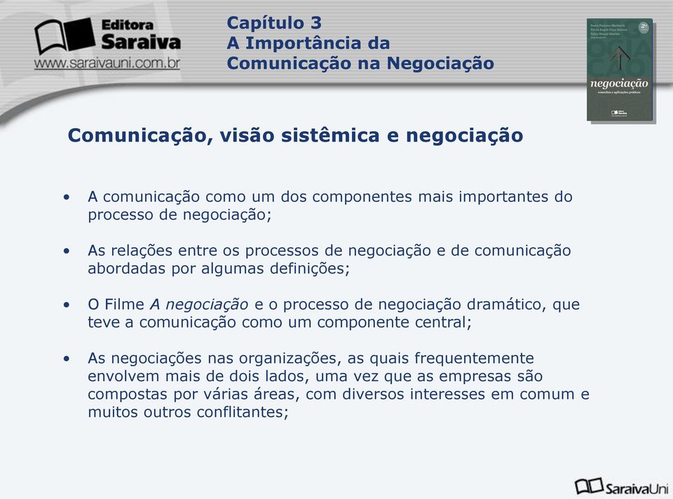 negociação dramático, que teve a comunicação como um componente central; As negociações nas organizações, as quais frequentemente