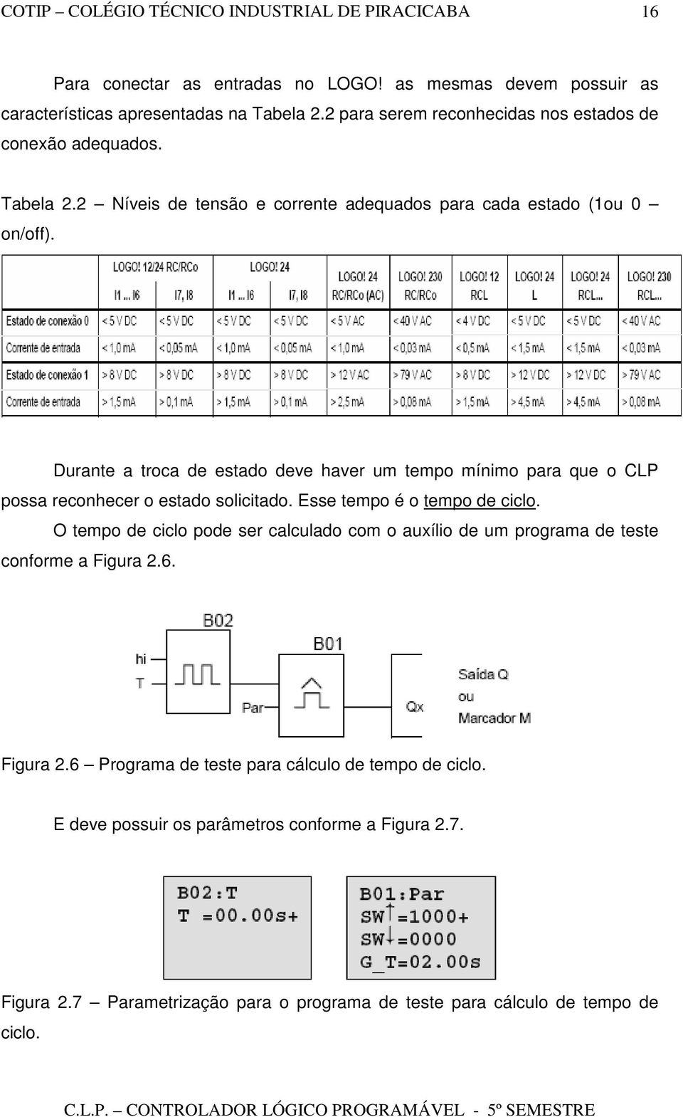 Durante a troca de estado deve haver um tempo mínimo para que o CLP possa reconhecer o estado solicitado. Esse tempo é o tempo de ciclo.