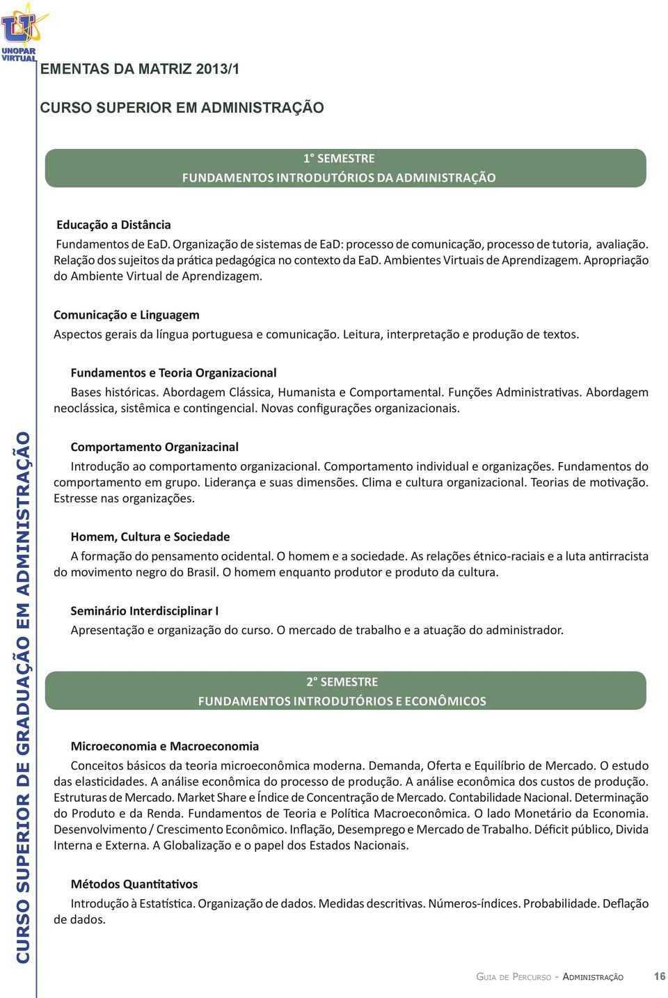 Apropriação do Ambiente Virtual de Aprendizagem. Comunicação e Linguagem Aspectos gerais da língua portuguesa e comunicação. Leitura, interpretação e produção de textos.